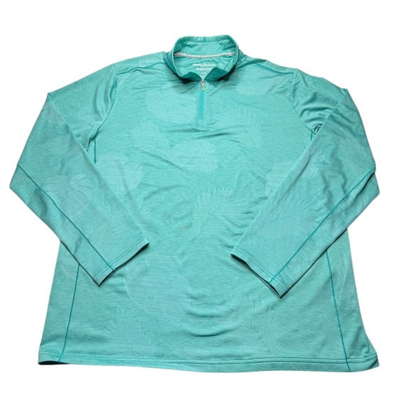 Tommy Bahama Delray Frond 1/4 zip Green Men's Large Island Zone Lightweight - Picture 1 of 7